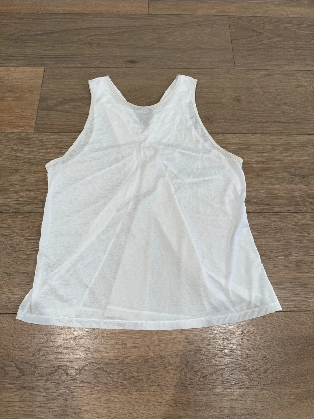 LULULEMON Off White Semi Sheer Crisscross X Drape Back Active Tank Top Size 6